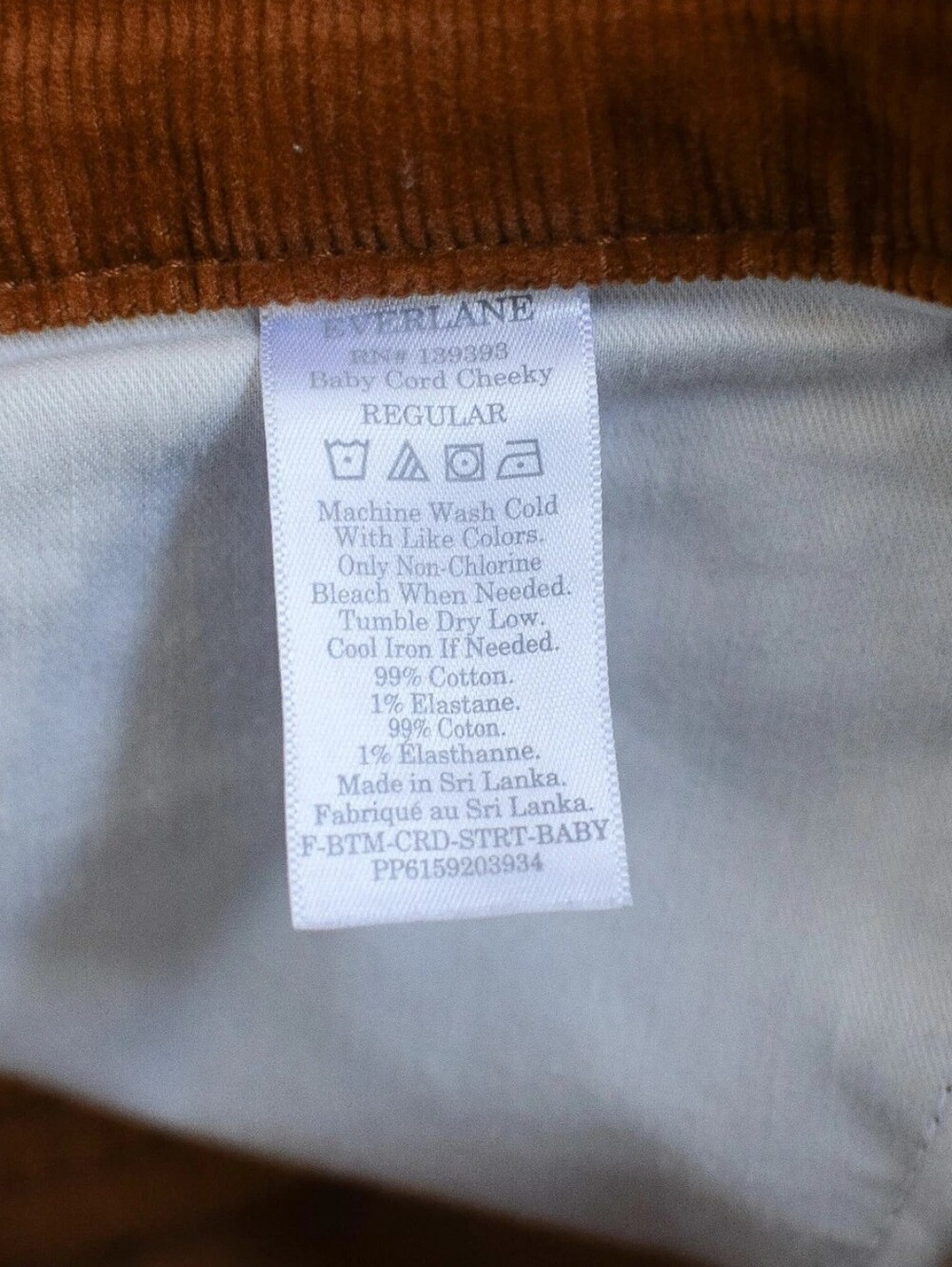 Everlane The Baby Cord Cheeky Crop Pant Sz 26 Acorn Rust Brown Corduroy Straight - Picture 10 of 10